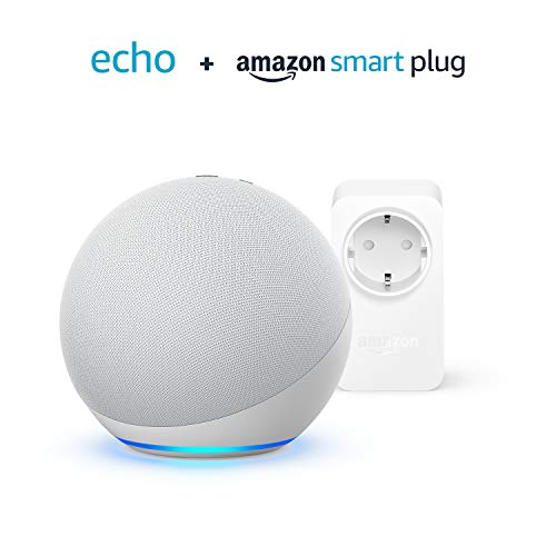 Echo (4. Generation), Mit herausragendem Klang, Wei&szlig; + Amazon Smart Plug (WLAN-Steckdose), Funktionert mit Alexa - Smart Home-Einsteigerpaket