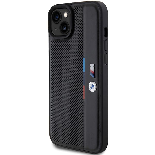 Coque rigide BMW pour iPhone 14 Plus avec finition perforée premium