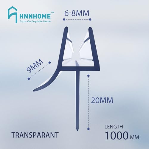 HNNHOME Gumowa prosta plastikowa listwa uszczelniająca do wanny prysznicowej, do prostych lub zakrzywionych drzwi szklanych o grubości 6–8 mm, do szczeliny do 20 mm, 100 cm, 1 szt.