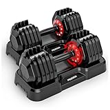55lb Pair Adjustable Dumbbells Set, 10 in 1 Free Dumbbell with Anti-Slip Texture Handle, 1 Hand Adjustable Weights Dumbbells Set, Weight Set For Home Gym Suit both Men and Women