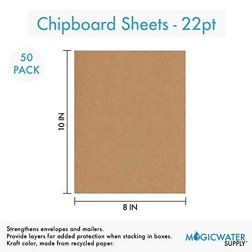 50 Chipboard Sheets 8 X 10 Inch - 22Pt (Point) Light Weight Brown Kraft Cardboard For Scrapbooking & Picture Frame Backing (.022 Caliper Thick) Paper Board | Magicwater Supply #TOP1