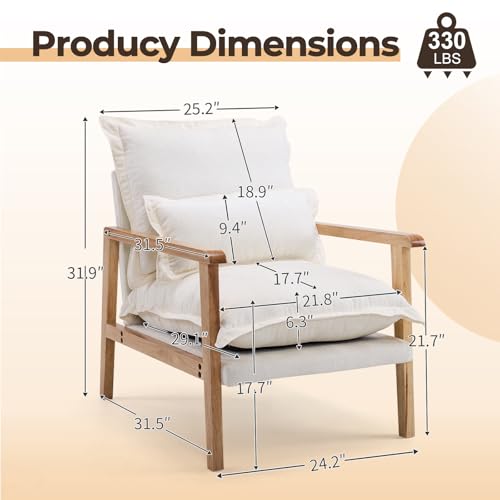 Sillón Chenille Beige con Cojín Lumbar miniatura 2