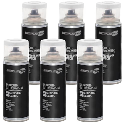 SIMPLETEK - 6X Bombolette Spray Vernice Smalto per Radiatori Elettrodomestici Lavatrici Frigo Bianco Opaco V400RAD.2OP 400 ml (Kit da 6 pezzi)