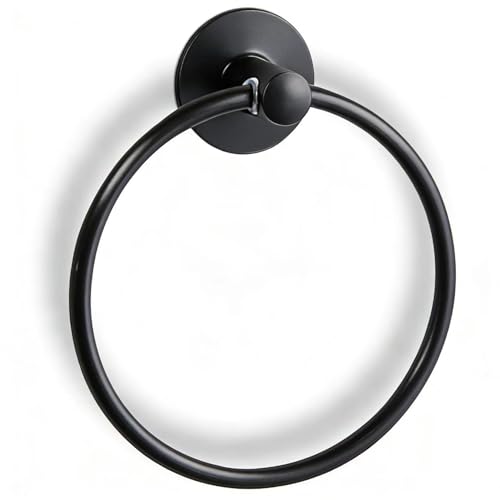 Besteffie Adhesive Towel Ring Self Adhesive Hand Towel Ring Stainless Steel Rustproof Bathroom Towel Holder Wall Mount SUS 304 Stainless Steel Matte Black,Bathroom Hand Towel Holder