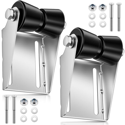 BBTO 2 Pcs Boat Trailer Rollers with Brackets Galvanized Steel Keel Support Rubber Roller Bracket Assembly Kit with Shaft for Boat Trailer(5 Inches,Standard)