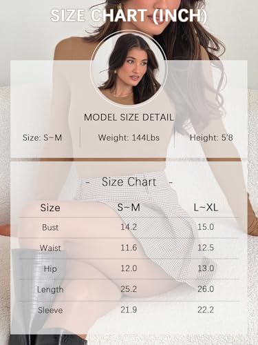 REORIA Womens Fall Basic Crewneck Long Sleeve Compression Shirts Seamless Tummy Control Thong Bodysuits Tops Ochre S-M — view 6