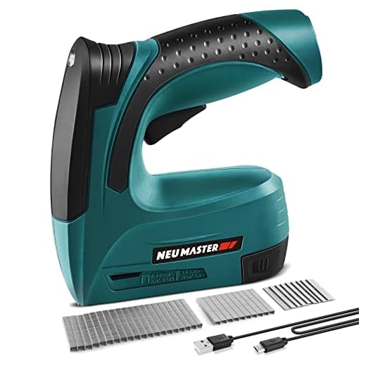 NEU MASTER Sparachiodi a Batteria, Pistola Graffatrice a Batteria 2 in 1, 3,6V Chiodatrice Elettrica con Cavo USB, 3000 Graffette e 500 Chiodi