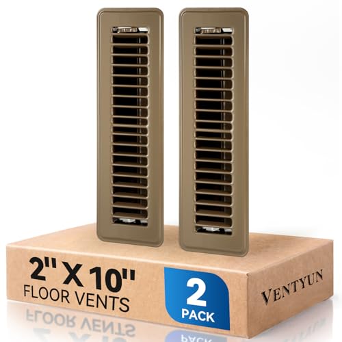 2 x 10 Floor Register Vent Covers 2-Pack Walkable Powder-Coated Metal Vent Covers with Adjustable Airflow Curved Safe Edges for Floor/Wall Brown