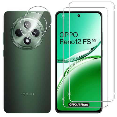 Immagine prodotto: Lutree per OPPO Reno 12 F (4G/5G) / OPPO Reno 12 FS (4G/5G) Vetro Temperato, 2+2 Pezzi Pellicola Protettiva + Pellicola Fotocamera, Durezza 9H Anti-Graffio HD Senza Bolle Protezione Schermo