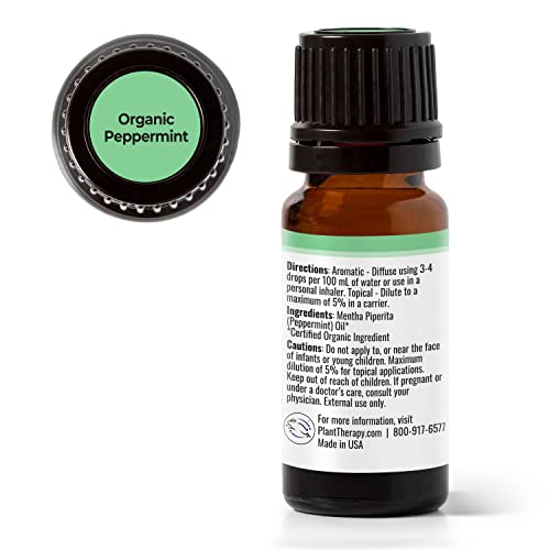 Plant Therapy Organic Peppermint Essential Oil 100% Pure, Usda Certified Organic, Undiluted, Natural Aromatherapy, Therapeutic Grade 10 Ml (1/3 Oz) #TOP2