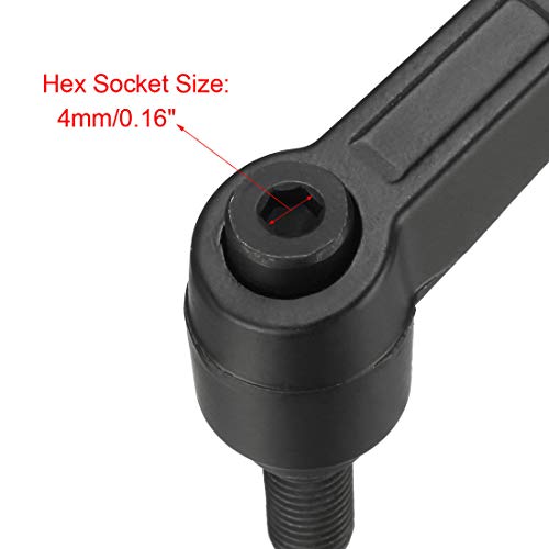 Image of uxcell M8 x 20mm Handle Adjustable Clamping Lever Thread Push Button Ratchet Male Threaded Stud Knobs Locking Rotating Screw Handles Quick Release Bolt Black 3pcs