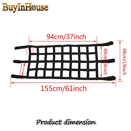 Auto Roof Mesh Cargo Net The Ultimate Solution For Jeep Wrangler Yj Tj Jk Jku Jl Jlu And Gladiator Jt 1987-2020, Cargo Net Extra Storage Heavy Duty Cargo Mesh Cover Black #TOP1