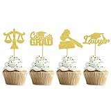 Keaziu 24PCS Gold 2022 Graduation Lawyer Cupcake Toppers Law School Graduation Theme Party Cake...
