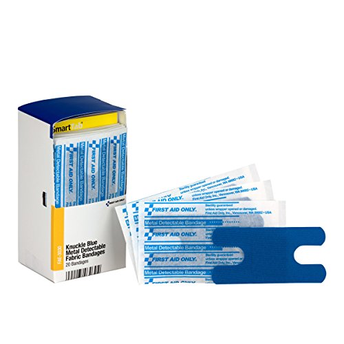 First Aid Only FAE-3030 SmartCompliance Refill Blue Metal Detectable Knuckle Bandages, 20 Count