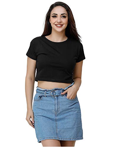 Image of Lime Women's Basic Short Sleeve Round Neck Crop Top