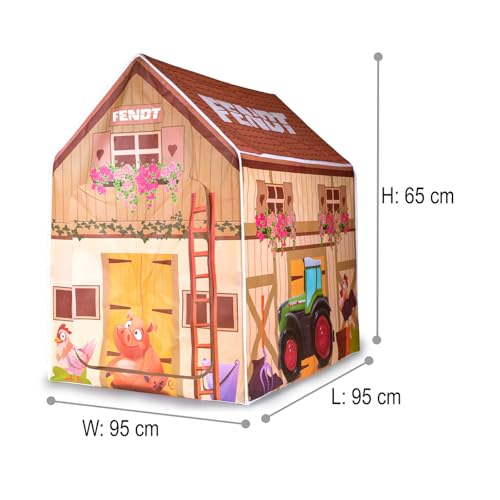 Fendt Spielzelt Bauernhof - Offiziell lizenziert, Indoor geeignet, Zelt mit Türöffnung, einfache Montage durch zusammensteckbare Elemente, platzsparend demontierbar