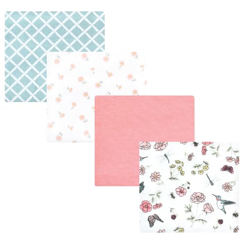 Image of Hudson Baby Unisex Baby Cotton Poly Flannel Receiving Blankets, Hummingbird Garden, One Size