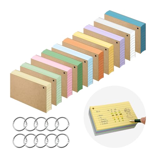 Cartes d'index colorées avec anneau amovible et lignage recto verso pour optimiser vos révisions