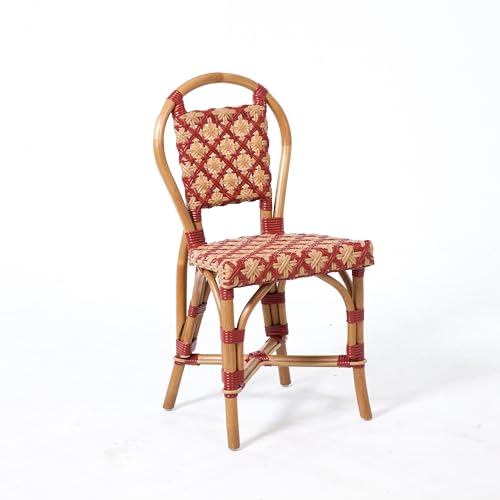 Aspen Brands Classic French Bistro Chair, Red and Cream PE Rattan, Indoor Outdoor Commercial Grade,...