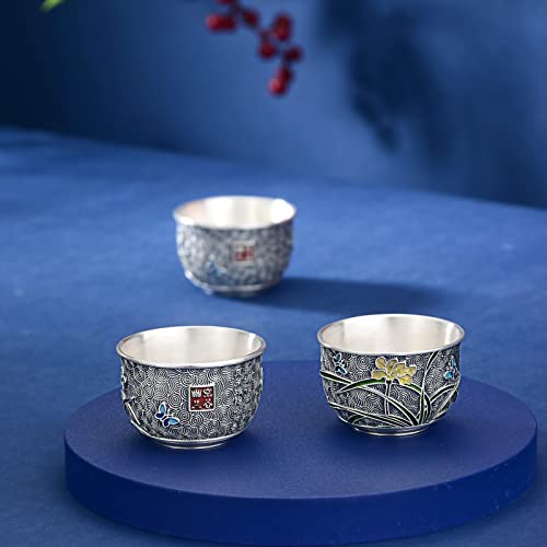 Chinese Tea Set, 999 Sterling Silver Small Tea Pot And 6 Small Tea Cups Set, Handmade Vintage Teapot Set With Teacups For Adults/Child's Tea Party/Afternoon Tea Party/Mother's Day/Holiday Gift #TOP5