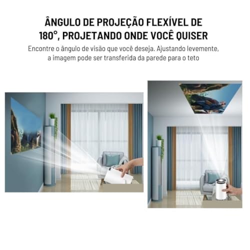 Image of Mini Portable Projector 5G WiFi 6 Bluetooth 5.0 Android 11 | 4K 1080P Full HD Support LED Projector 8000 Lumens | Home Theater Projector for Mobile Laptop | 130 Inch Display Compact Projector