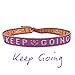 happymaker - Mutmacher Armband Damen, Surferarmband Damen, Stoffarmband mit Statement - Keep Going - Boho Schmuck, gr&ouml;&szlig;enverstellbar und wasserfest, handmade