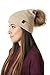 Marino Slouchy Beanie Hat for Women –Warm Winter Hat- Cashmere Blend - Rabbit Fur Pompom