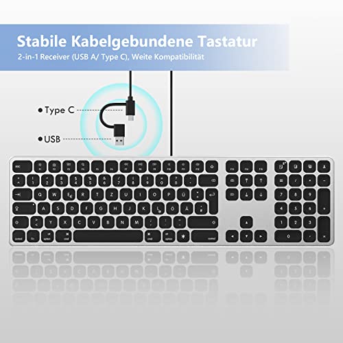 Seenda Kabelgebundene Beleuchtete Mac Tastatur mit LED-Hintergrundbeleuchtung