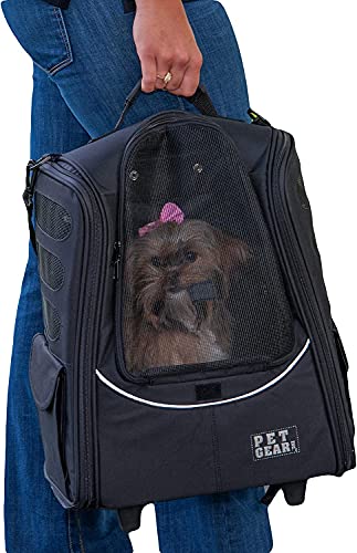 Pet Gear I-GO2 Roller Backpack, Travel Carrier, Car Seat for Cats/Dogs, Mesh Ventilation, Included Tether, Telescoping Handle, Storage Pouch, 2 Models, Available 12 Colors - Thumbnail 5