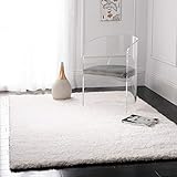 Safavieh Shaggy Teppich, SG151, Gewebter Polypropylen, Weiß, 90 x 150 cm
