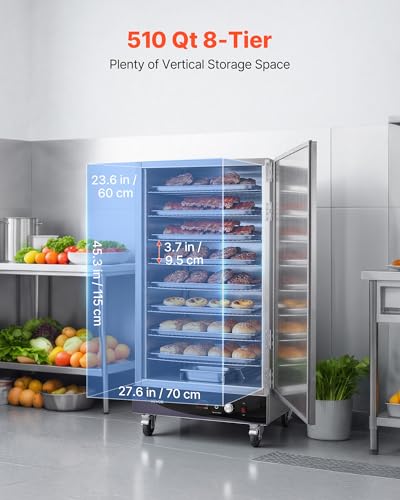 Image of VEVOR Electric Hot Box Food Warmer, 8-Tier Commercial Warming Cabinet with Water Tray, Single-Door and Adjustable Shelves, Stainless Steel Food Warmer Cabinet, for Restaurant, Kitchen, Pizza, Chicken