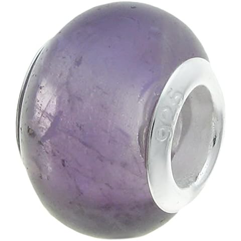 925 Sterling Silver Natural Amethyst Bead for European Charm Bracelets Cover