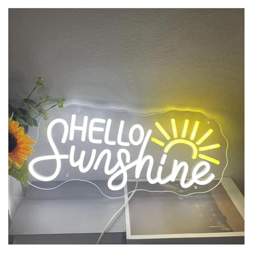Enseigne lumineuse néon Hello Sunshine déco murale salon et lampe de nuit