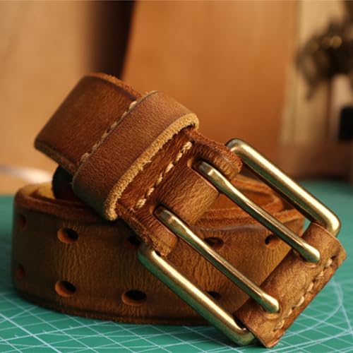 Classic Cowhide Leather Belts Adjustable Fashion Double Grommet Devise Punk Rock Western Style Vintage Belt2