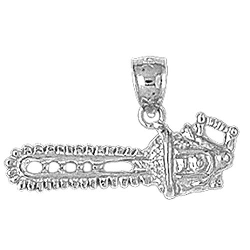 Jewels Obsession Gold Chain Saw Necklace | 14K White Gold Chain Saw Pendant with 18