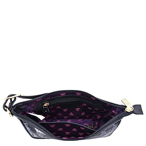 Anuschka East/West Hobo-Wanderlust Collection-Nylon Fabric with Leather Trim and Artwork Print3