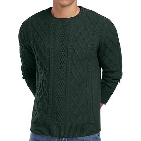 QIXING Men's Fisherman Textured Jumper Cover