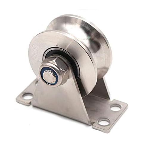 Chiloskit 304 Stainless Steel 2" Sliding Gate Roller Wheel Bearings U Groove Heavy Duty Pulley Wheels for Wheel Track Rail Sliding Sate with Bracket, Loading Capacity 660 lbs Cover
