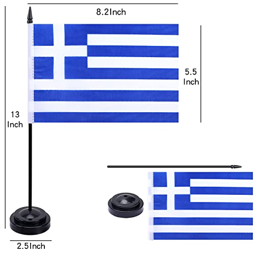 Fwiw Greece Greek Flag Greece Table Flag Small Mini Greece Office Desk Flags With Stand Base,Countries National Festival Events Home Office Decorations(2Pack) #TOP1