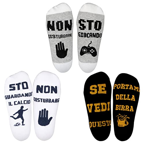 BOFUNX 3 Paia Calzini Uomo Divertenti Calzini Antiscivolo Calzini Fantasia Calzini da Uomo Calzini Papà Regalo Natale per Fidanzato Ragazzo
