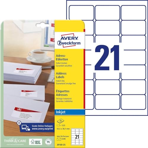 Étiquette à imprimer Avery J8160-25 blanc pour en finir avec les écritures manuelles illisibles