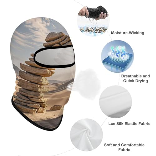 Balaclava Desert Rocks para hombre y mujer, máscara facial protectora contra el sol, transpirable, cubre toda la cabeza para senderismo, ciclismo, carrera y conducción miniatura 3