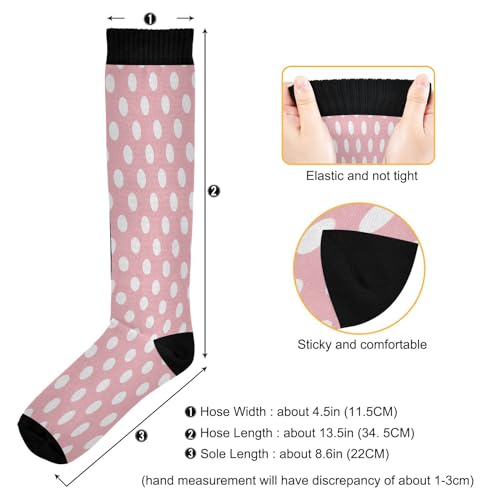 Compression Socks for Men and Women Polka Dot Pink White Knee High Socks Support Geometric for Athletic Sport Running Hiking Fitness3