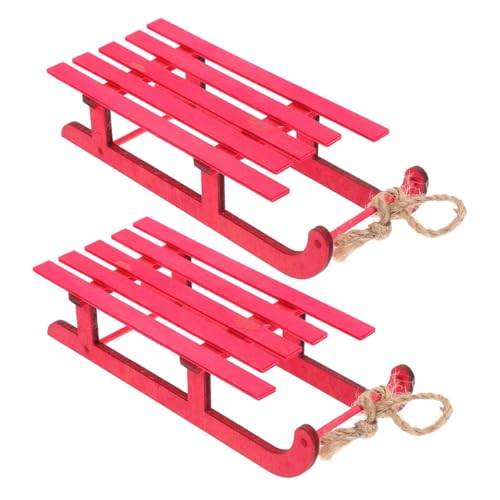 TOPBATHY Deko-Schlitten Aus Holz Weihnachtsmann-Schlitten Dekoration Weihnachtsbaum- Rot Für Innen-â€¦ – Miniatur