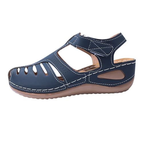 Sandales compensées fermées pour femme en style rétro