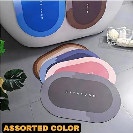 Image of Waterproof Bathroom Doormat with Non Slip Backing, Quick Dry Floor Mat for Bathroom, 60 x 40 cm (4, Multicolor, Pack of 4)