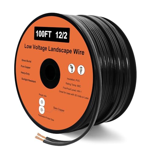 UBOORY 12 Gauge 2 Conductor 250FT, 12/2 Low Voltage Landscape Wire, for Low Voltage, Outdoor Direct Burial Electrical Wire