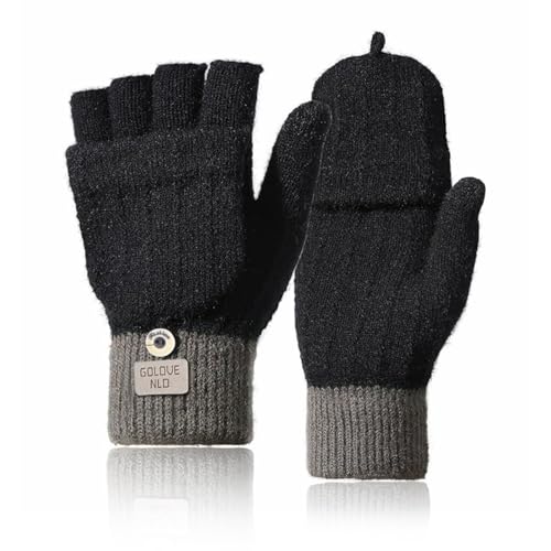 flintronic Winter Thermal Gloves Convertible Fingerless Mitten Flap Cover Mitten Gloves Mens Winter Gloves Stretchy Warm Gloves for Running Cycling Skiing Riding Multipurpose