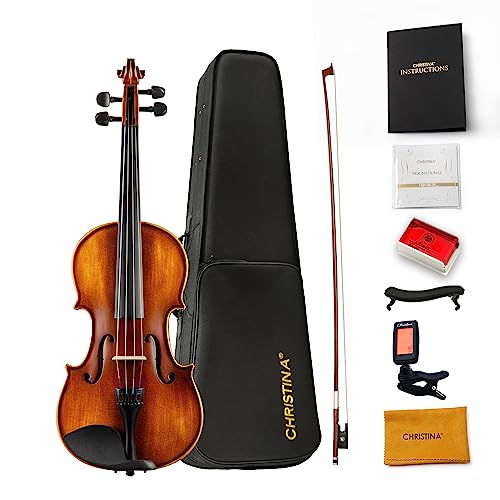 Christina V02 4/4 Full Size Violin for Adults Beginners, Violin Kit with Case, Bow and Tuner...
