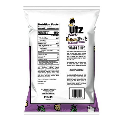 Utz Quality Foods, Inc, Utz Quality Foods Heluvagood! Family Size Wavy Potato Chips, 9 Oz. Bags (Buttermilk Ranch, 3 Bags) #TOP1